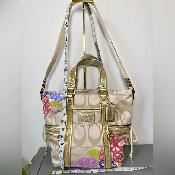 Coach Poppy Signature Daisy Tote in Gold Multicolor Floral Print - Picture 8 of 10